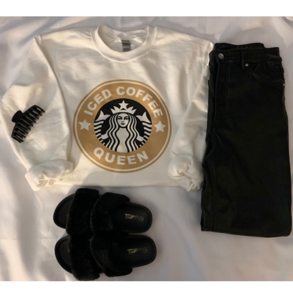 Iced Coffee Queen Sweatshirt Coffee Lover Sweatshirt Trendy Sweatshirt - Picture 2 of 4